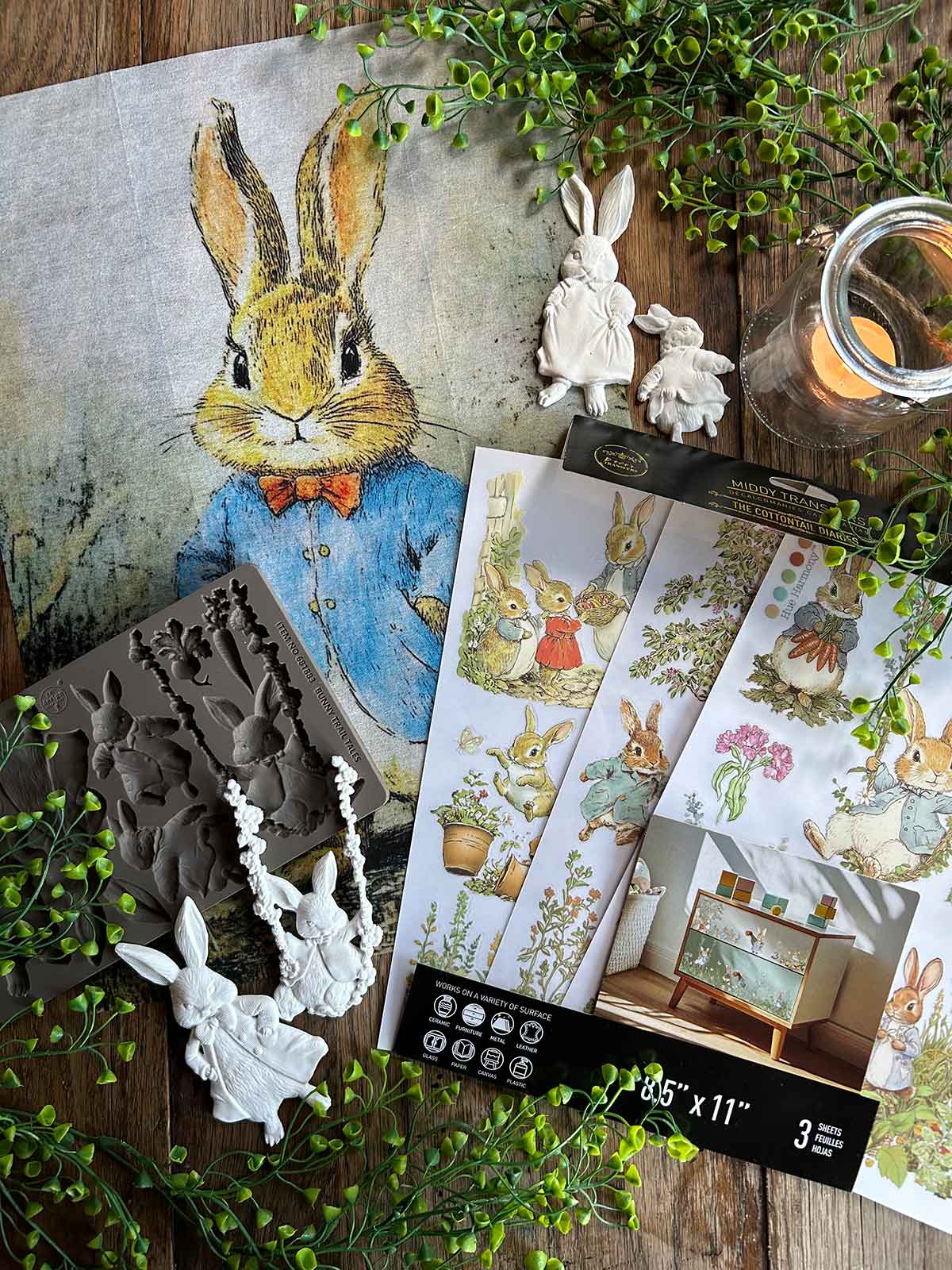 A3 Decoupage paper fiber – Bunny Hollow (reversible) - Nordic Chic®