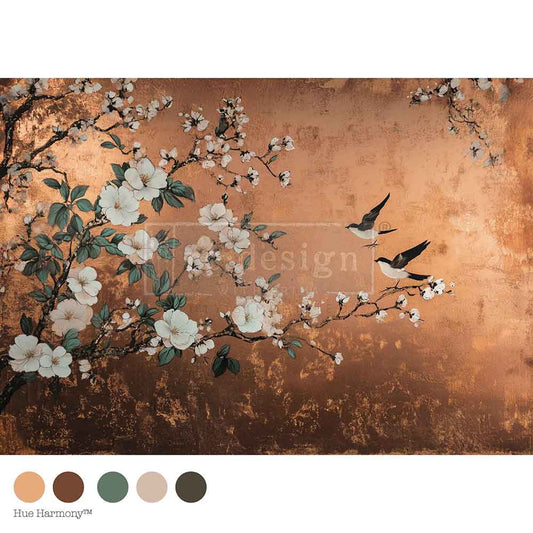 A1 Decoupage paper fiber – Feathers in the Glow (reversible) - Nordic Chic®