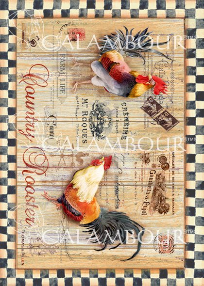 Calambour Roosters and Checks A3 - Nordic Chic®