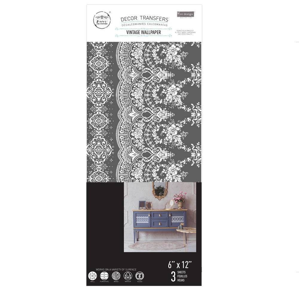 Vintage Wallpaper - small transfers – 3 SHEETS, 6″X12″ - Nordic Chic®